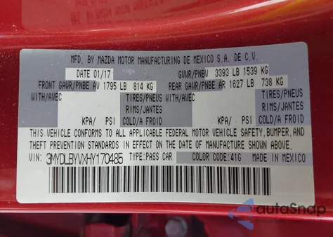 2017 Toyota Yaris Ia from USA, damaged, VIN 3MYDLBYVXHY170485